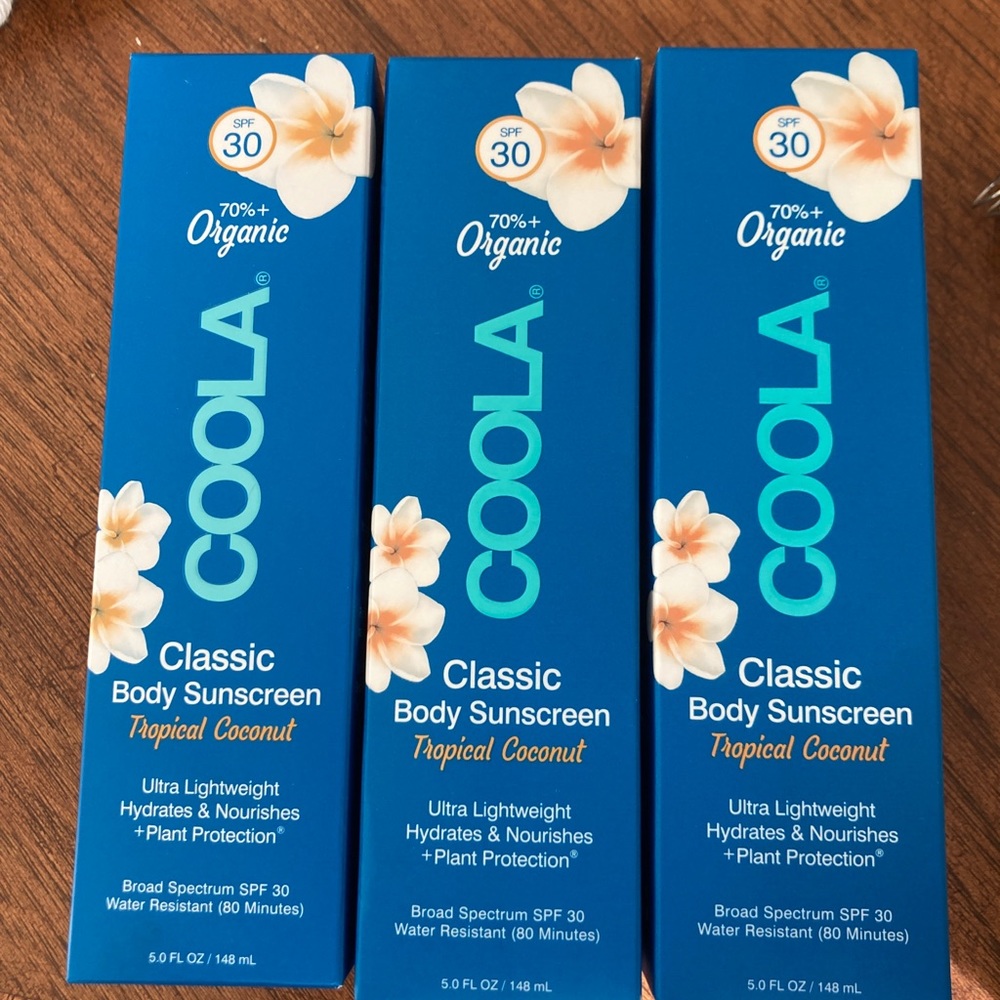 LOT OF 3 - COOLA Classic Body Organic Sunscreen Lotion SPF 30 - Tropical Coconut